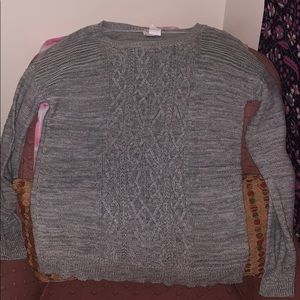 Gray and white sweater